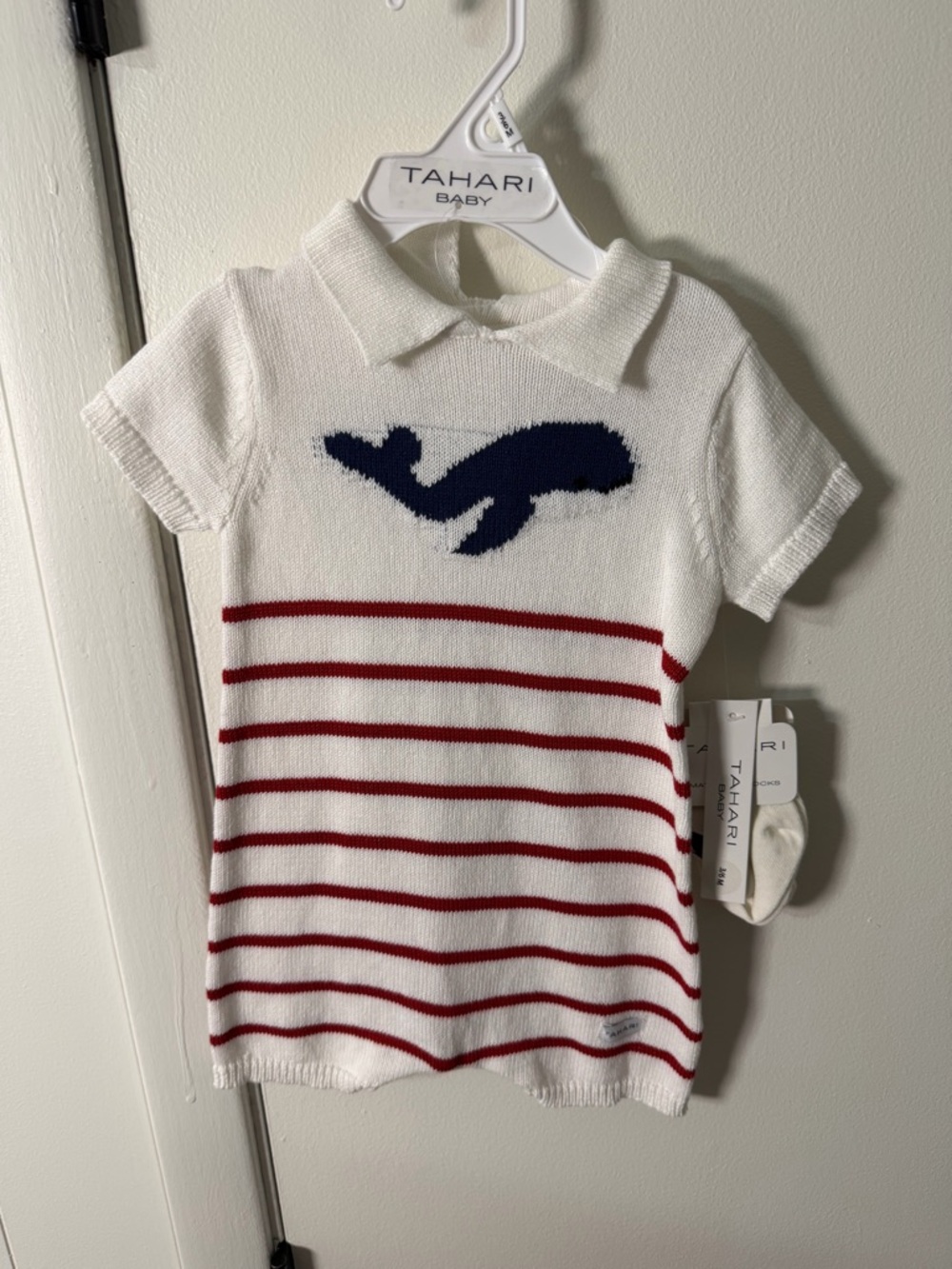 Tahari Baby | Whale Knit Tee + Socks | Boy 3–6M | NWT